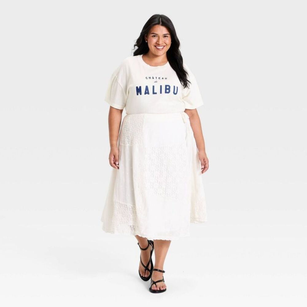 Universal Thread - Women's Eyelet Midi Asymmetrical Skirt - Universal Cream - Picture 3 of 3